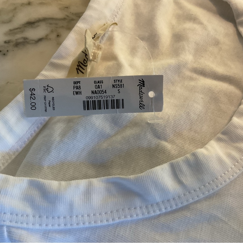 NWT Madewell Cotton Perfect Crewneck White TShirt pallet dust washed by hand - Picture 8 of 16